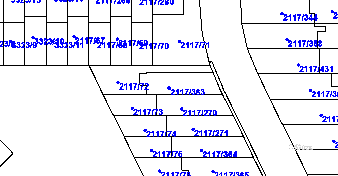 Parcela st. 2117/363 v KÚ Chodov, Katastrální mapa