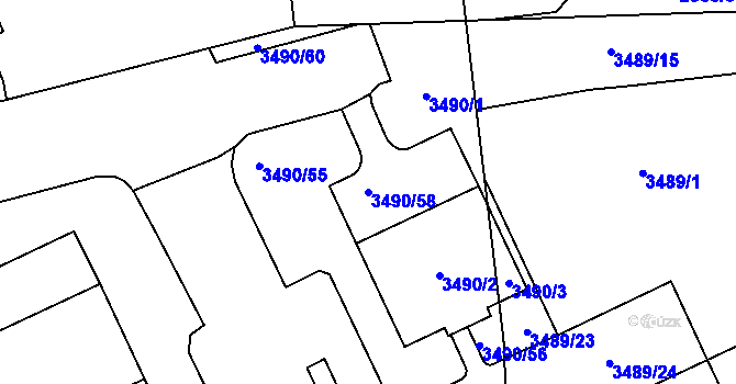 Parcela st. 3490/58 v KÚ Chodov, Katastrální mapa