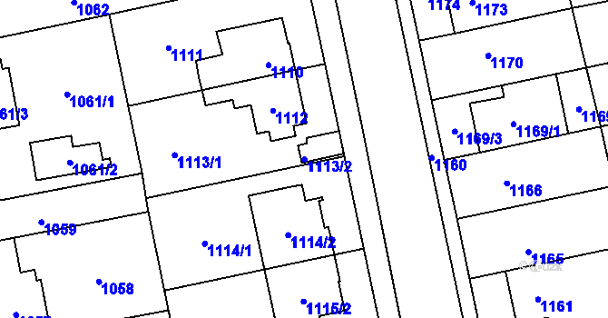 Parcela st. 1113/2 v KÚ Chodov, Katastrální mapa