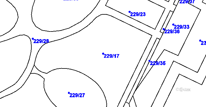 Parcela st. 229/17 v KÚ Chodov, Katastrální mapa
