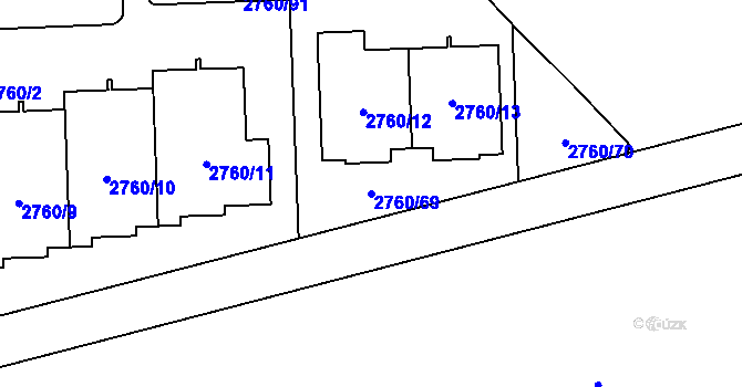 Parcela st. 2760/69 v KÚ Chodov, Katastrální mapa