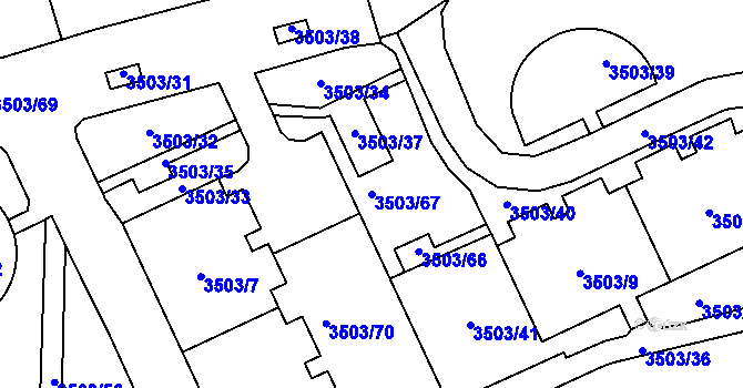 Parcela st. 3503/67 v KÚ Chodov, Katastrální mapa