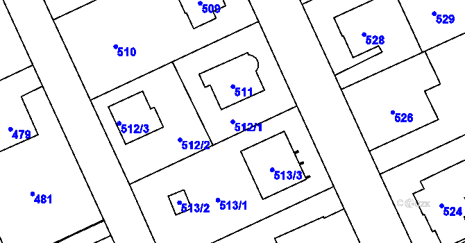 Parcela st. 512/1 v KÚ Chodov, Katastrální mapa
