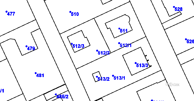 Parcela st. 512/2 v KÚ Chodov, Katastrální mapa