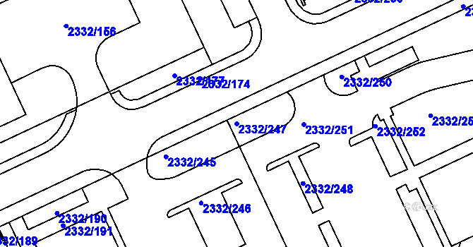 Parcela st. 2332/247 v KÚ Chodov, Katastrální mapa