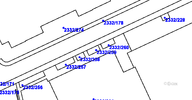 Parcela st. 2332/259 v KÚ Chodov, Katastrální mapa