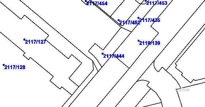 Parcela st. 2117/444 v KÚ Chodov, Katastrální mapa