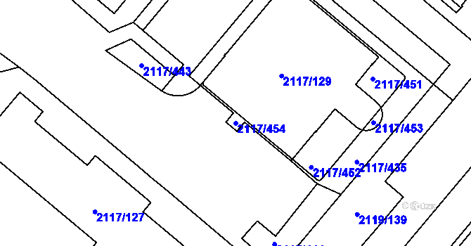 Parcela st. 2117/454 v KÚ Chodov, Katastrální mapa