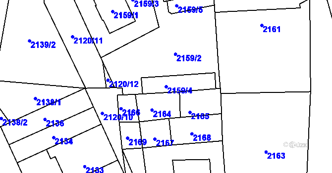 Parcela st. 2159/4 v KÚ Chodov, Katastrální mapa