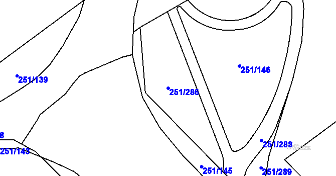 Parcela st. 251/286 v KÚ Chodov, Katastrální mapa