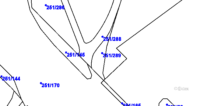 Parcela st. 251/289 v KÚ Chodov, Katastrální mapa