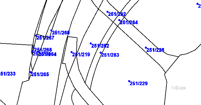 Parcela st. 251/283 v KÚ Chodov, Katastrální mapa