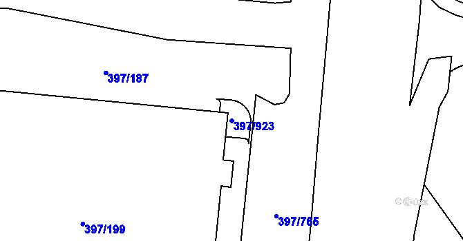 Parcela st. 397/923 v KÚ Chodov, Katastrální mapa