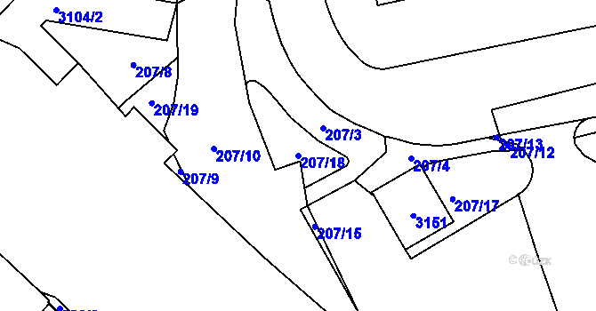 Parcela st. 207/18 v KÚ Chodov, Katastrální mapa