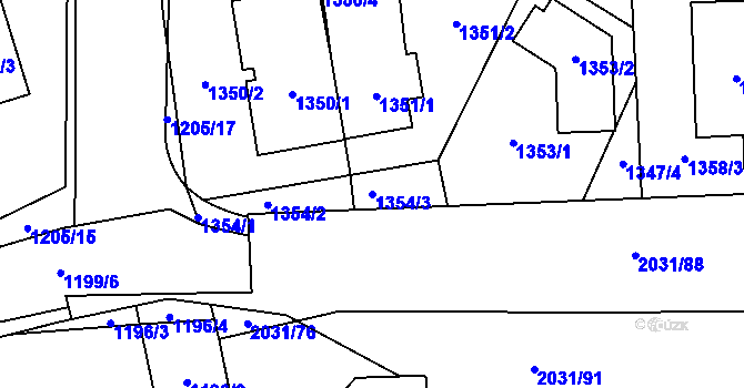 Parcela st. 1354/3 v KÚ Chodov, Katastrální mapa