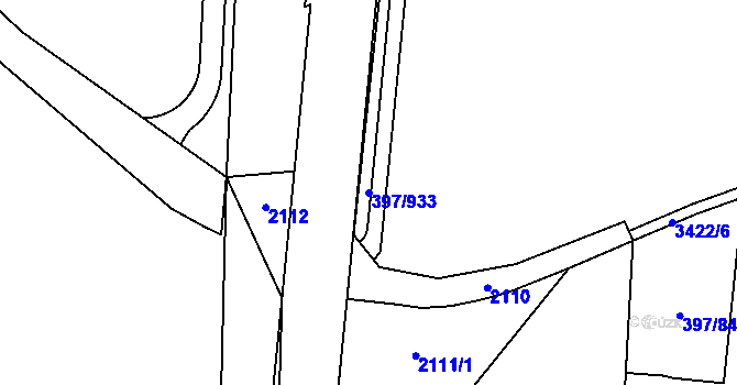 Parcela st. 397/933 v KÚ Chodov, Katastrální mapa