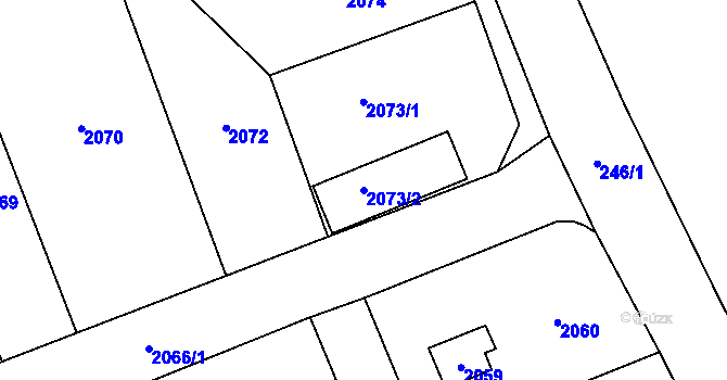 Parcela st. 2073/2 v KÚ Chodov, Katastrální mapa