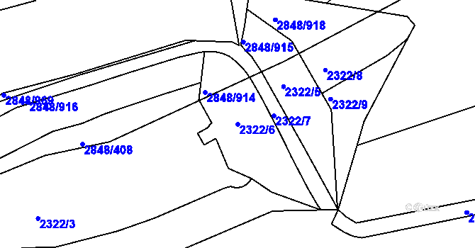 Parcela st. 2322/6 v KÚ Chodov, Katastrální mapa