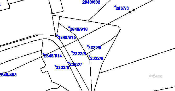 Parcela st. 2322/8 v KÚ Chodov, Katastrální mapa