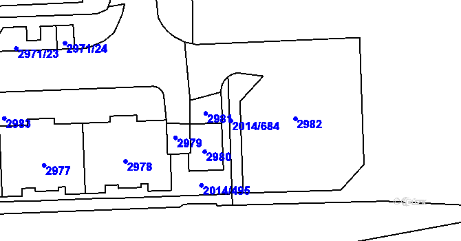 Parcela st. 2014/684 v KÚ Chodov, Katastrální mapa