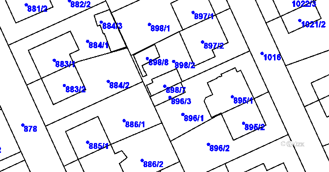 Parcela st. 898/7 v KÚ Chodov, Katastrální mapa