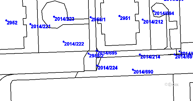 Parcela st. 2014/695 v KÚ Chodov, Katastrální mapa