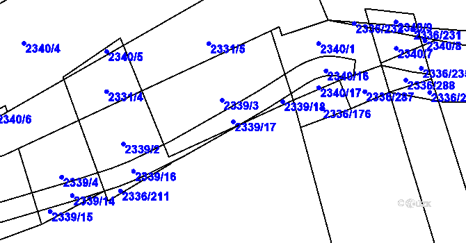 Parcela st. 2339/17 v KÚ Chodov, Katastrální mapa