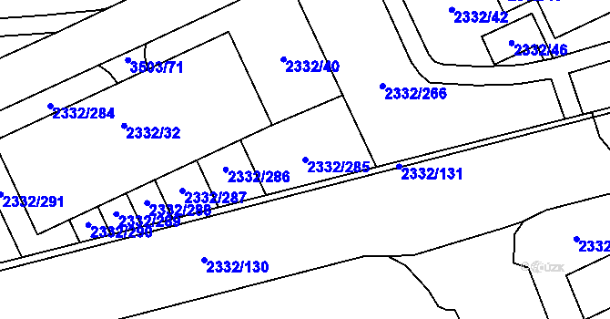 Parcela st. 2332/285 v KÚ Chodov, Katastrální mapa