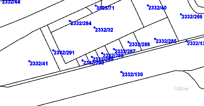 Parcela st. 2332/288 v KÚ Chodov, Katastrální mapa