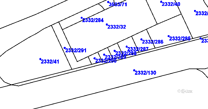 Parcela st. 2332/289 v KÚ Chodov, Katastrální mapa