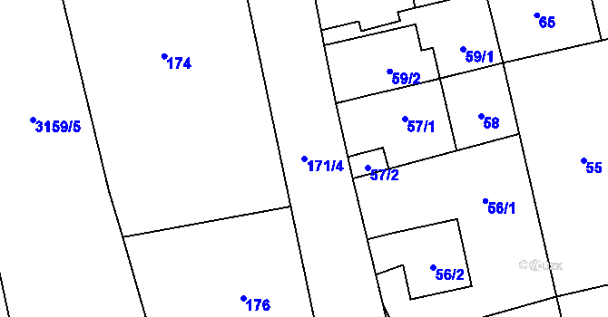 Parcela st. 171/4 v KÚ Chodov, Katastrální mapa