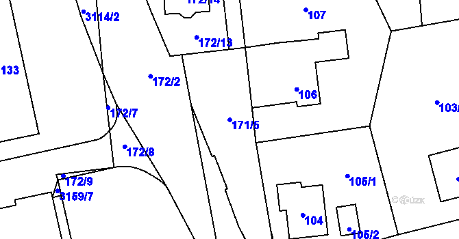 Parcela st. 171/5 v KÚ Chodov, Katastrální mapa