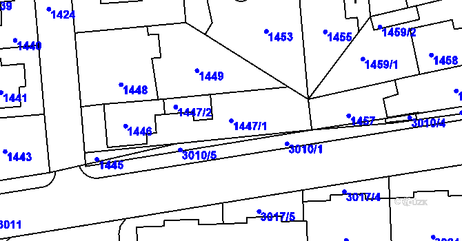Parcela st. 1447/1 v KÚ Chodov, Katastrální mapa
