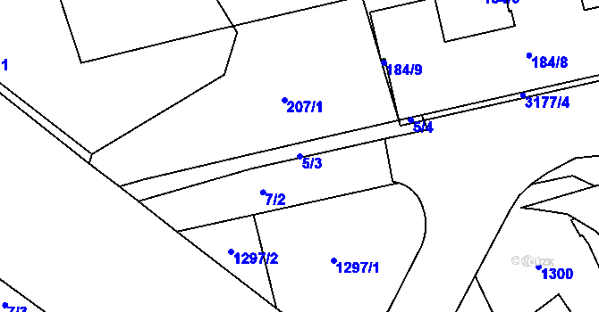 Parcela st. 5/3 v KÚ Chodov, Katastrální mapa