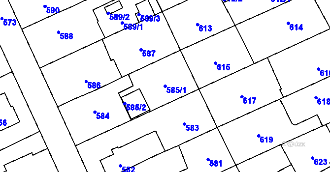 Parcela st. 585/1 v KÚ Chodov, Katastrální mapa
