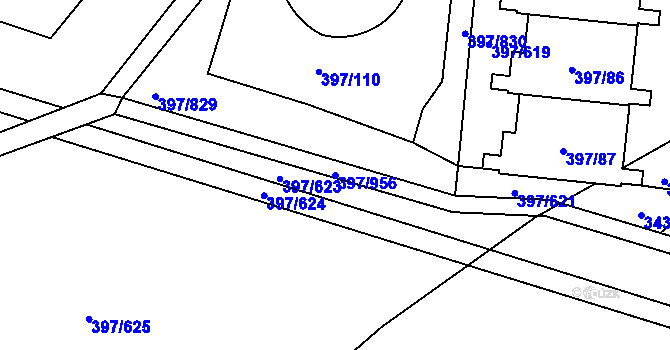 Parcela st. 397/956 v KÚ Chodov, Katastrální mapa