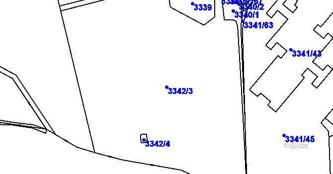 Parcela st. 3342/3 v KÚ Chodov, Katastrální mapa