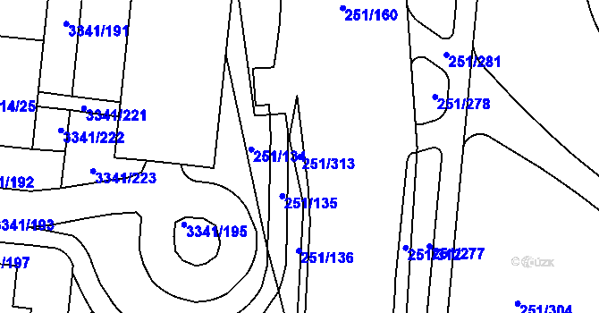 Parcela st. 251/313 v KÚ Chodov, Katastrální mapa