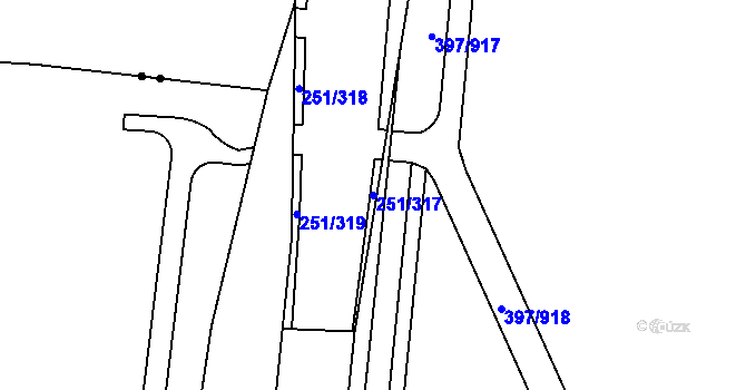Parcela st. 251/317 v KÚ Chodov, Katastrální mapa