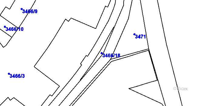 Parcela st. 3466/18 v KÚ Chodov, Katastrální mapa