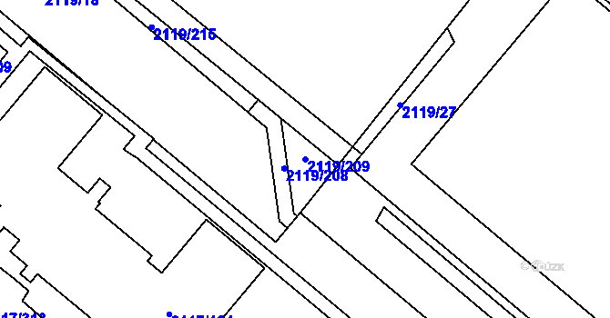 Parcela st. 2119/209 v KÚ Chodov, Katastrální mapa