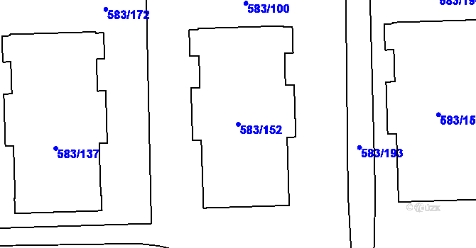 Parcela st. 583/152 v KÚ Háje, Katastrální mapa