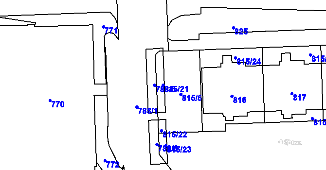 Parcela st. 815/21 v KÚ Háje, Katastrální mapa