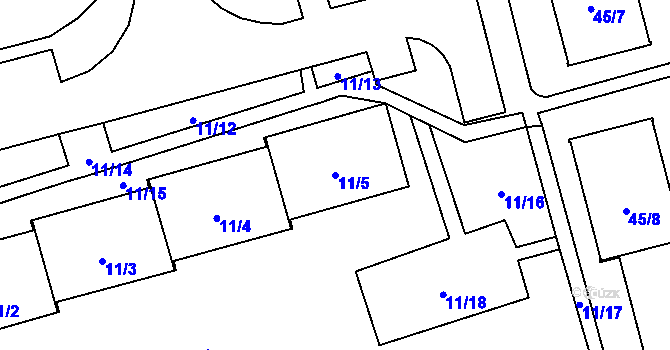 Parcela st. 11/5 v KÚ Háje, Katastrální mapa
