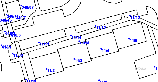 Parcela st. 11/15 v KÚ Háje, Katastrální mapa