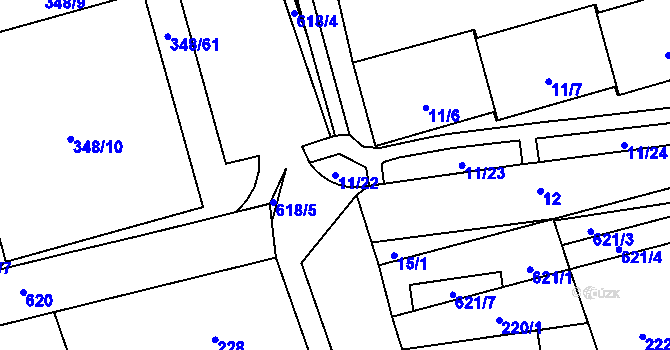 Parcela st. 11/22 v KÚ Háje, Katastrální mapa