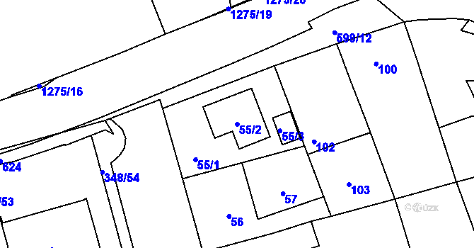 Parcela st. 55/2 v KÚ Háje, Katastrální mapa