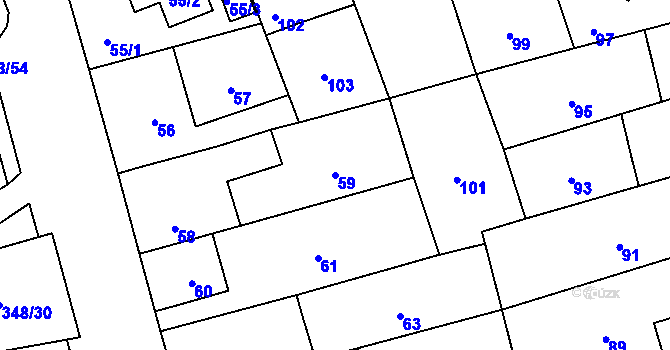 Parcela st. 59 v KÚ Háje, Katastrální mapa