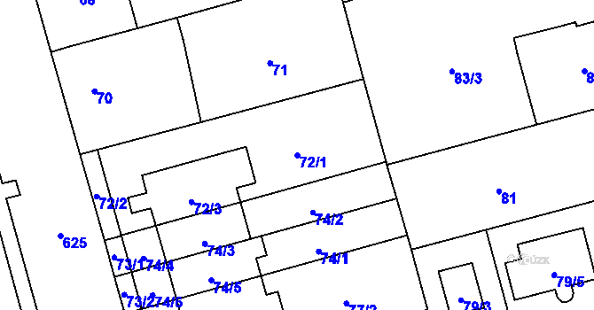 Parcela st. 72/1 v KÚ Háje, Katastrální mapa