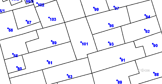 Parcela st. 101 v KÚ Háje, Katastrální mapa
